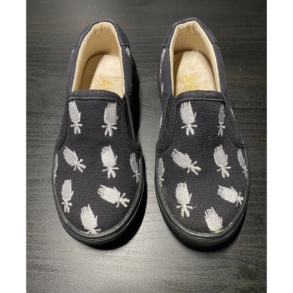 NEW AKID DreamWorks Good Luck Trolls Collection slip-on boy black sneakers Sz 9